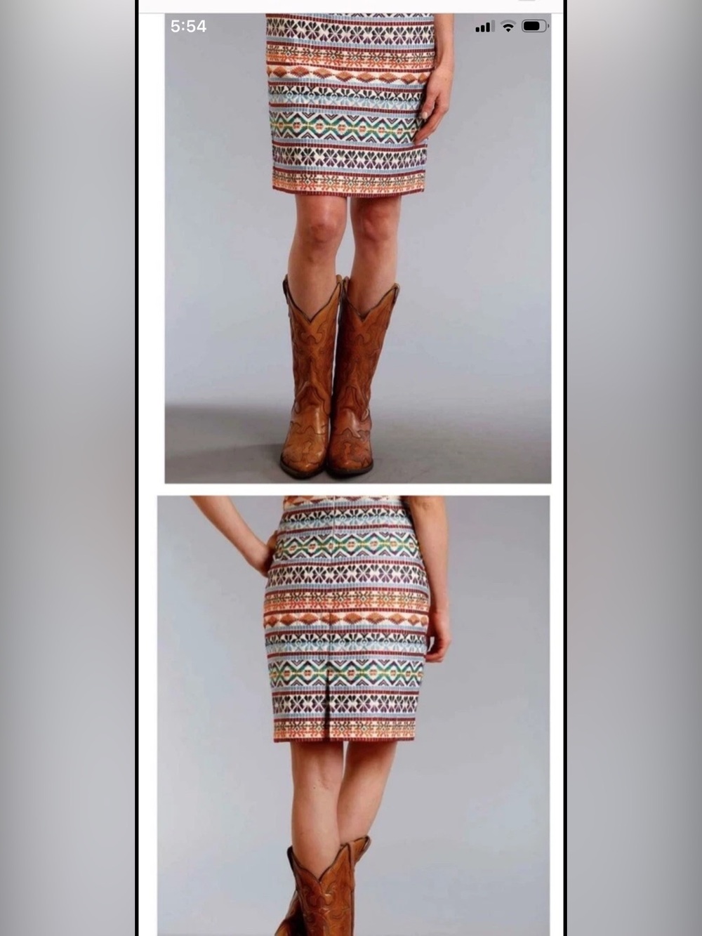 Stetson Multi-Color Geometric Pencil Skirt with Brown Accents - Picture 2 of 4